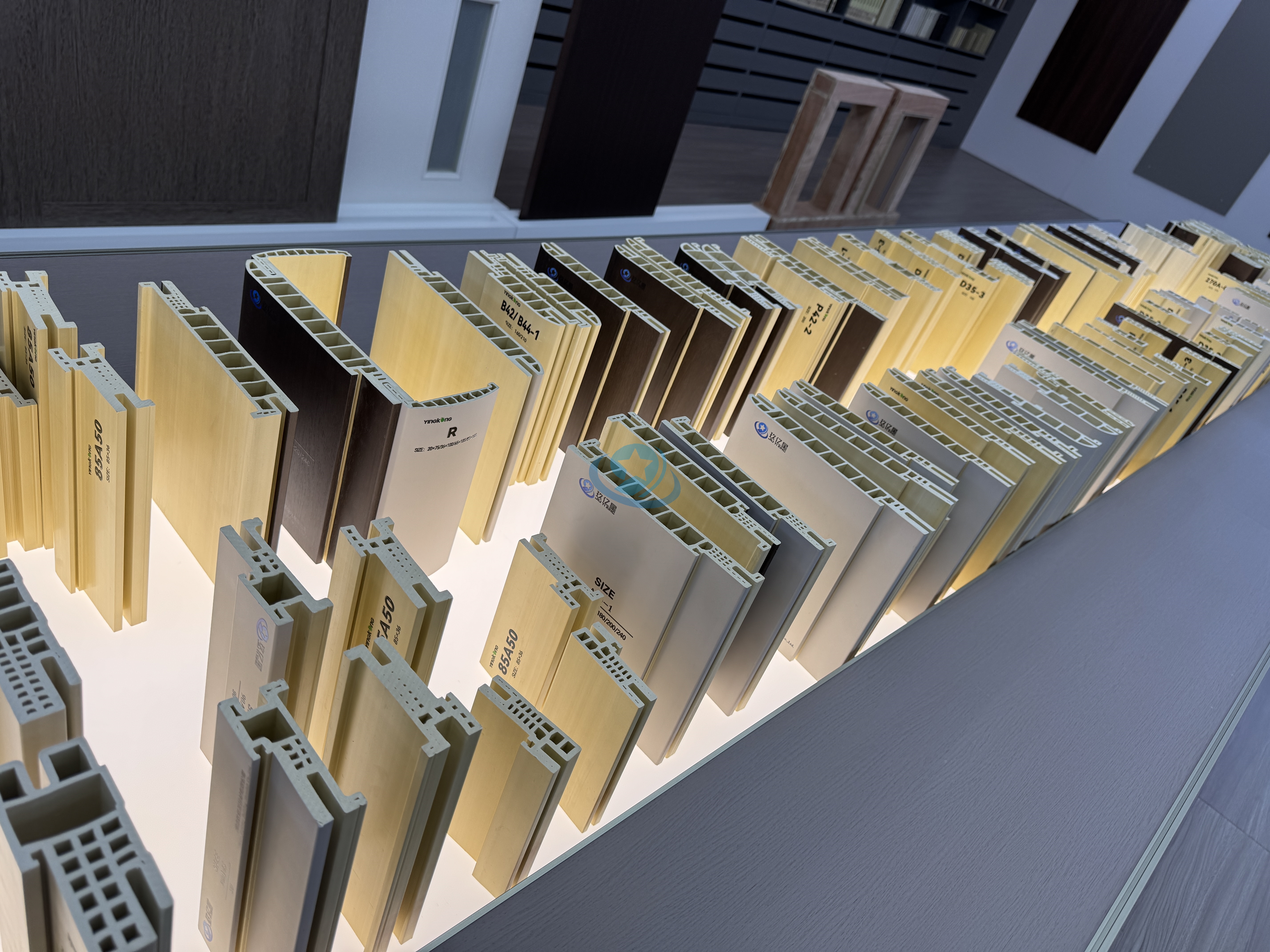 Jiuyixing Wholesale Waterproof Anti-moisture with Pvc Film Coated A Type 100mm High Density Wpc Door Frame Door Profiles Door Jamb
