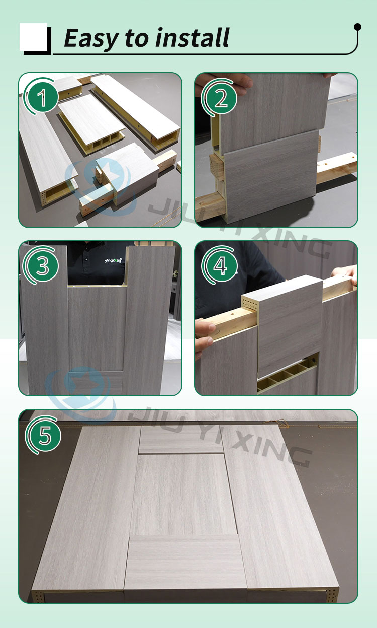 Jiuyixing WPC Interior Bedroom Door Waterproof Environmental Protection Zero Formaldehyde WPC Assembly Door Made in China 