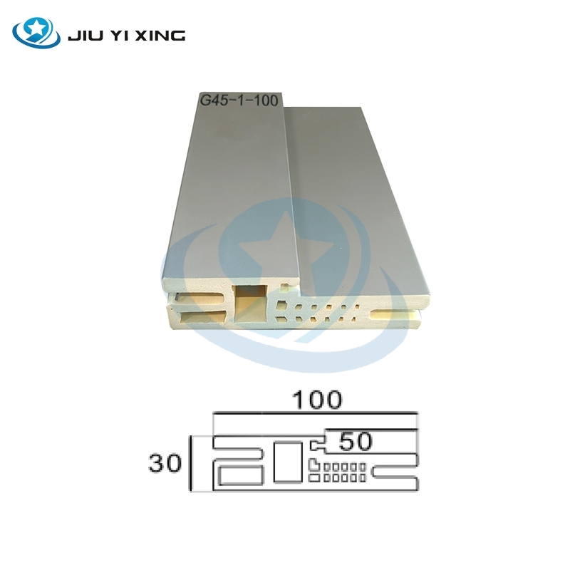 Jiuyixing Wholesale Waterproof Anti-moisture with Pvc Film Coated A Type 100mm High Density Wpc Door Frame Door Profiles Door Jamb
